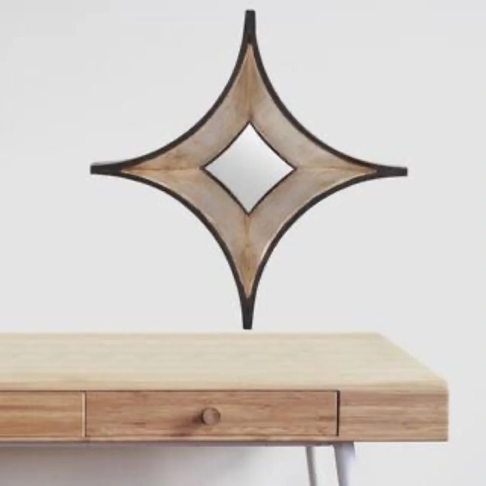 Mercana Ovallas Champagne Wood Frame Star-Shaped Mirrors-Set of 3